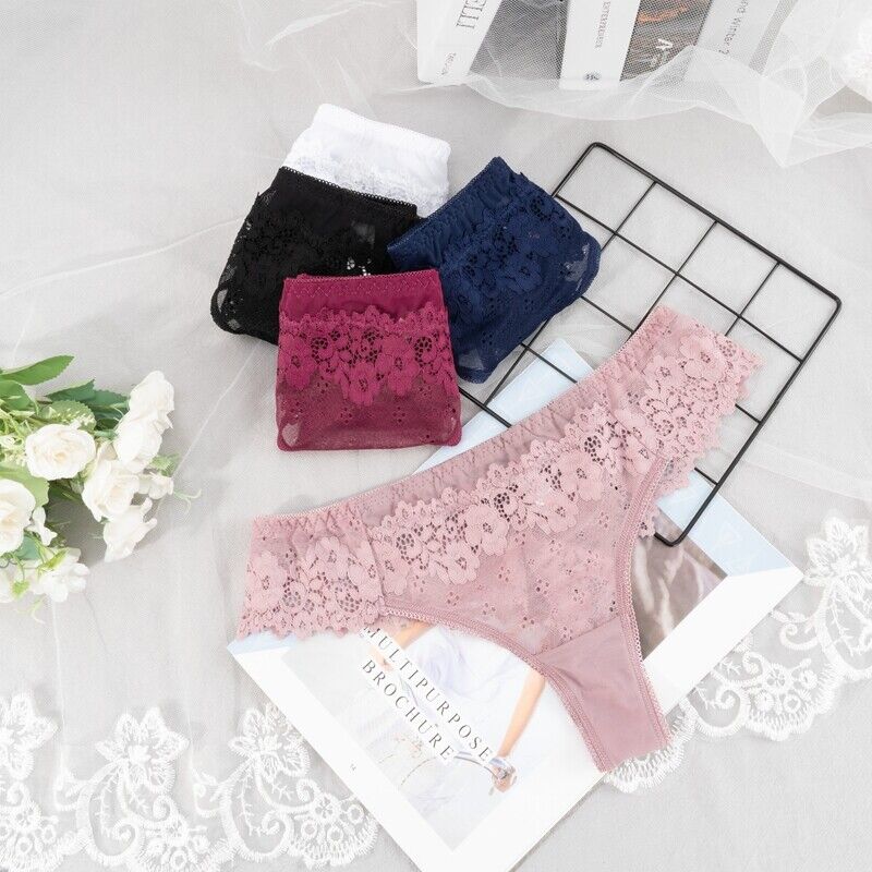 Women Floral Lace Thong Underwear (Pack of 3), NikkiandNaomi