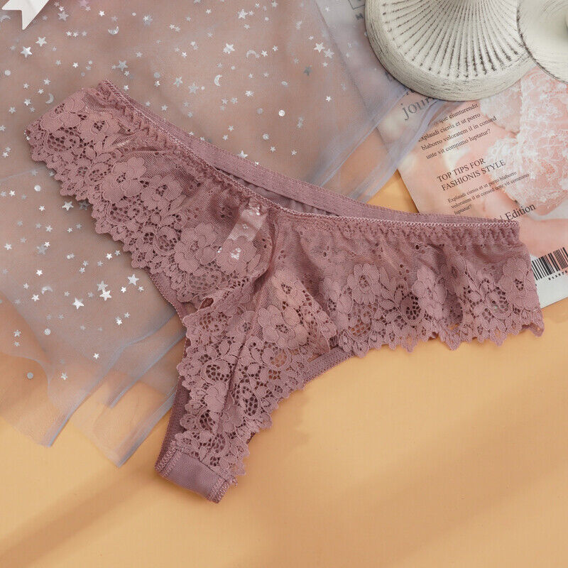 Women Floral Lace Thong Underwear (Pack of 3), NikkiandNaomi