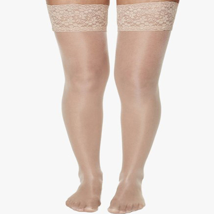Revers Dentelle Beige Stockings, NikkiandNaomi