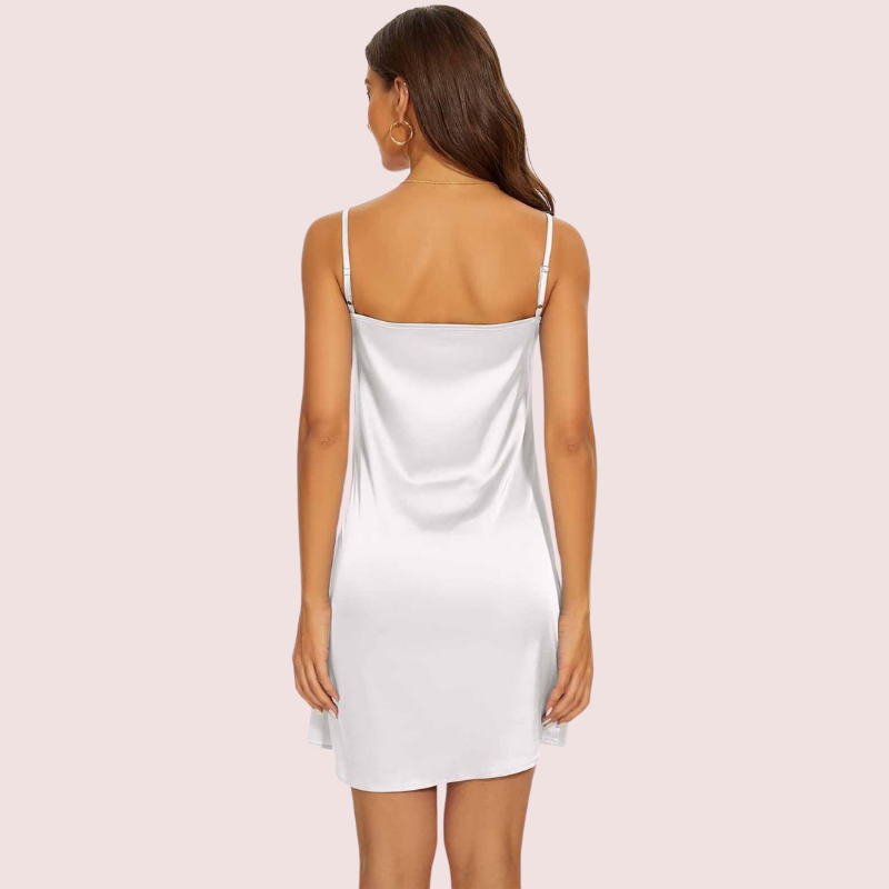 romantic-chic-glossy-silk-mini-dress