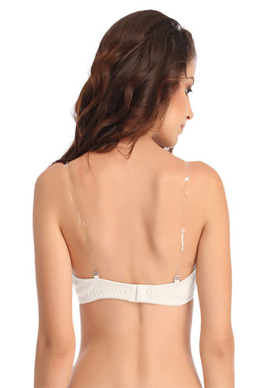 Classic White Transparent Strap Bra, NikkiandNaomi