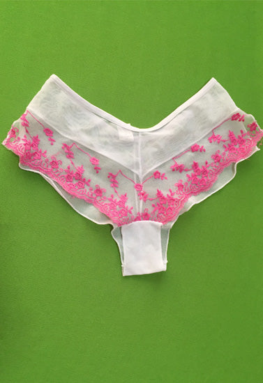 GMT Embroidered Ultra Sexy Panty Thin 1pc White, NikkiandNaomi