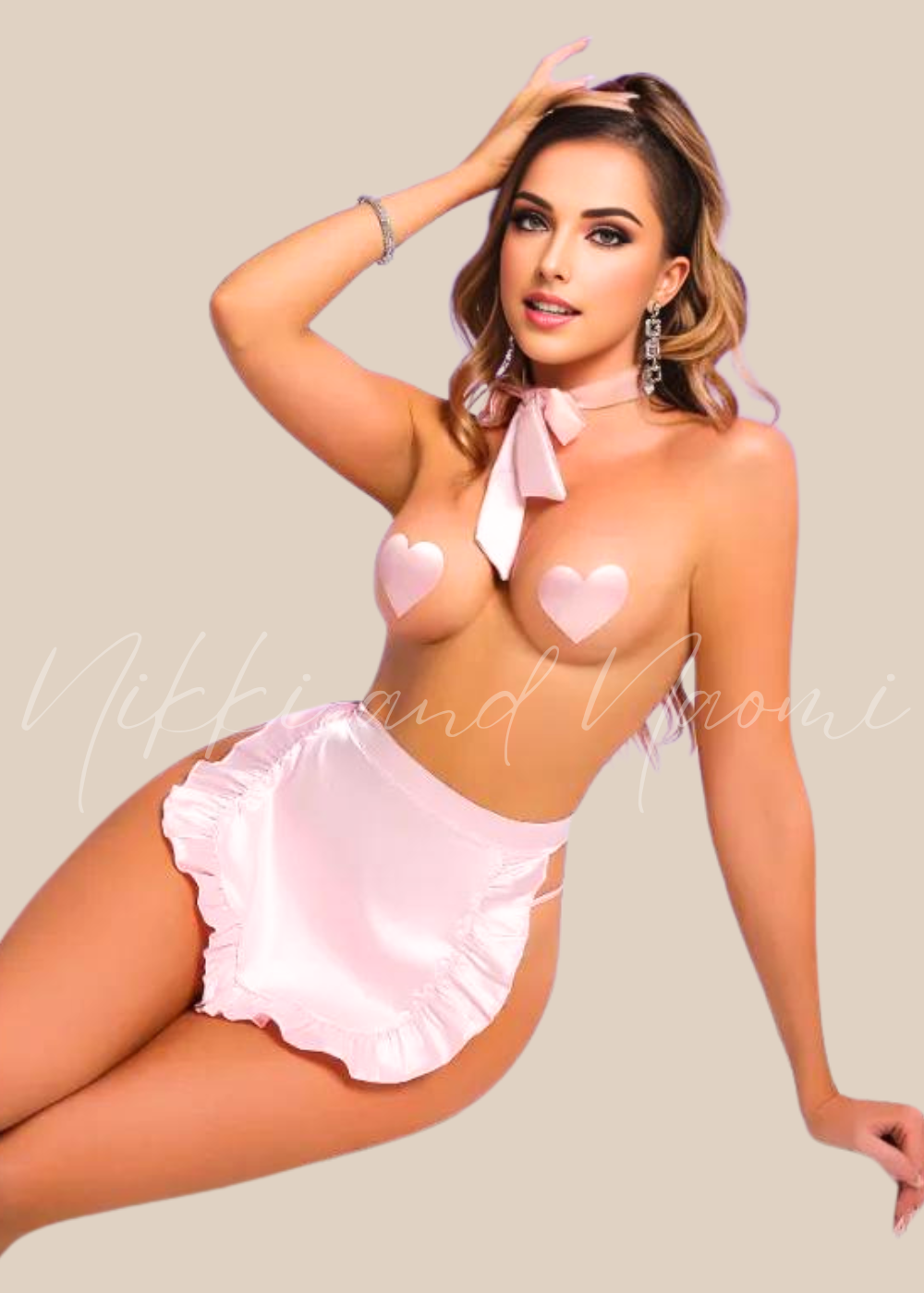 Lace-up and ruffle maid lingerie for Valentine’s Day