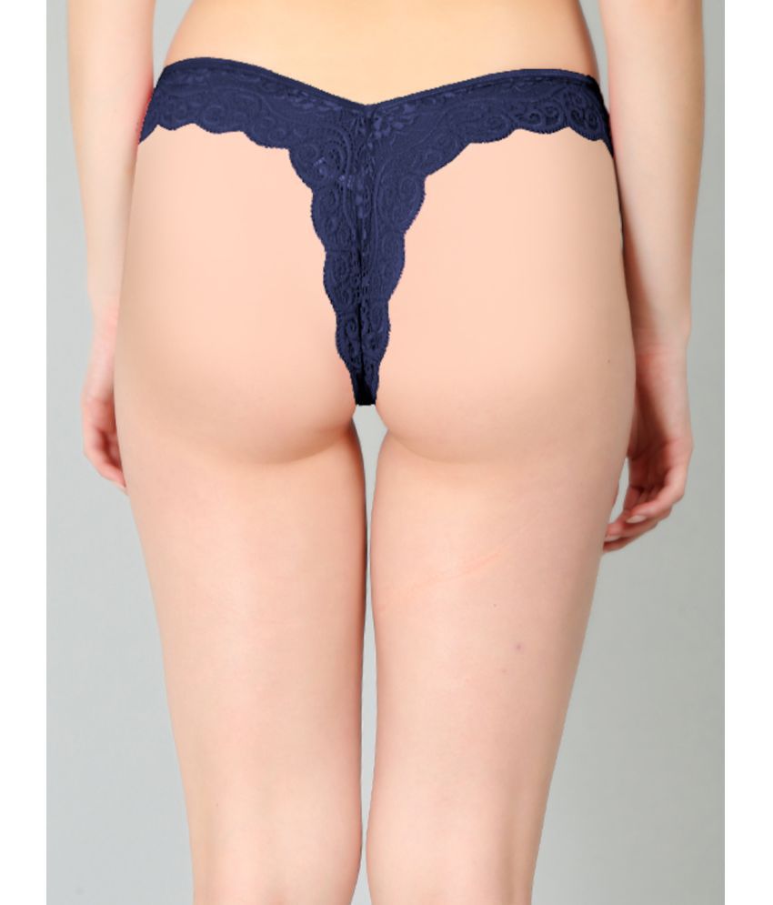 Blue Lace Design Women's Thongs (Pack of 1), NikkiandNaomi