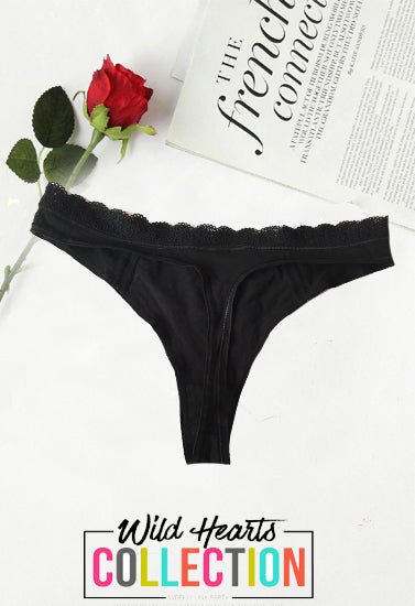 Black Soft &amp; Sleek Cotton Thong, NikkiandNaomi