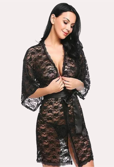 Soft &amp; Lightweight Transparent Lace Robe, NikkiandNaomi