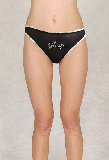 "Sexy" Printed Black Net New Thong,,NikkiandNaomi