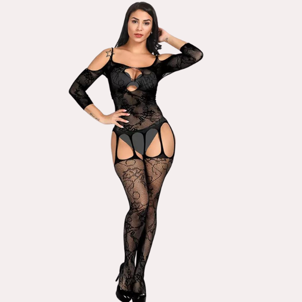 Bodystocking sensual con entrepierna abierta para mujer