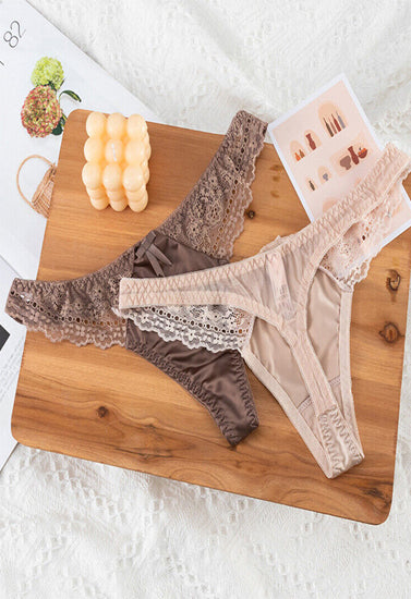 Sheer Lace Thong Panties (Pack of 2), NikkiandNaomi