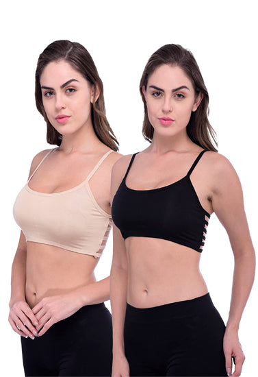 Sexy Back Stripe Bralette Bra (Pack of 2), NikkiandNaomi