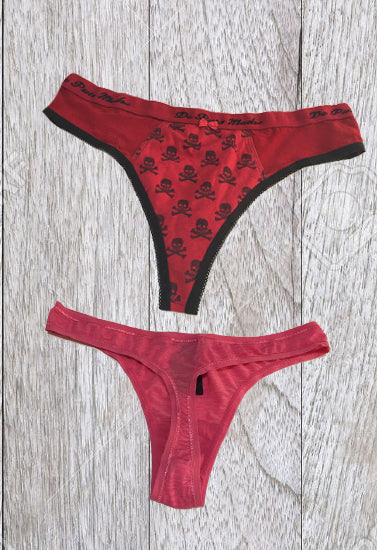 Seductive Soft Red And Pink Thong Panties Set Of 2, NikkiandNaomi