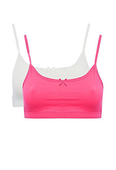 Girl Cotton Cute Bow Front Everyday Bra (pack of 2), NikkiandNaomi