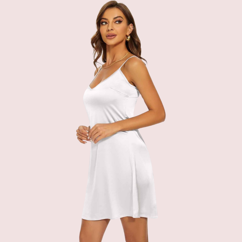 romantic-chic-glossy-silk-mini-dress